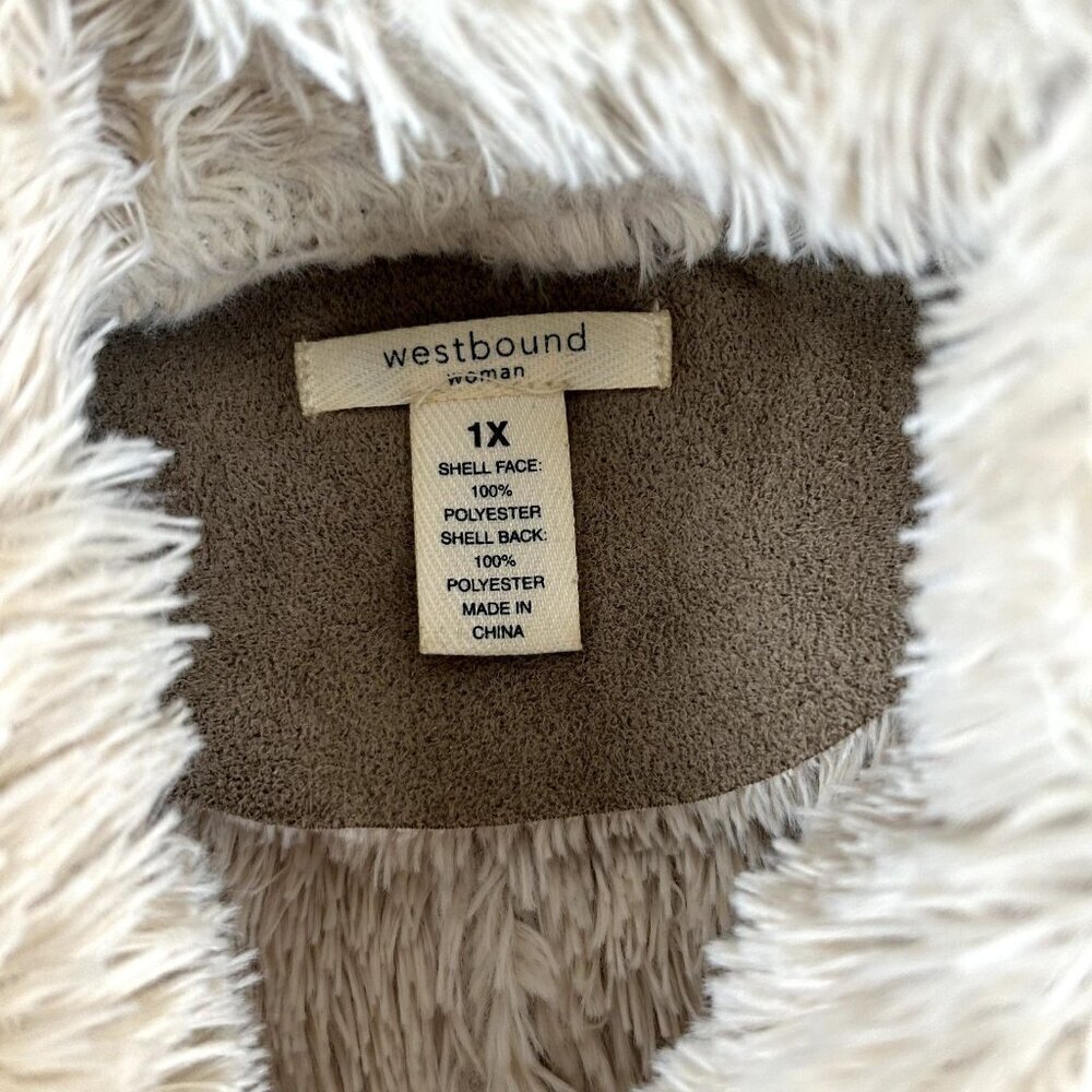 Westbound Women's Tan Faux Suede Vest Water Fall Open Front Size 1X - Picture 3 of 6